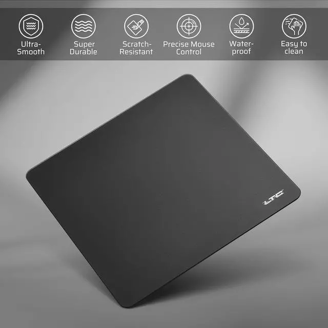 Alt view image 5 of 7 - LTC Tempered Glass Gaming Mousepad, Ultra-Smooth Micro-Etched Surface Mouse Pad for Top Control and Speed, Anti-Slip Full Rubber Base, Professional Large Mouse Mat for FPS Gamers, 13X13in
