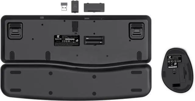 Alt view image 5 of 7 - Redragon BS716 Wireless Keyboard and Mouse Combo, 108 Keys 2.4Ghz Wireless Low-Profile Membrane Keyboard w/Sloping Comfy Design, Wrist Rest, 4000 DPI Max Ergonomic Mouse