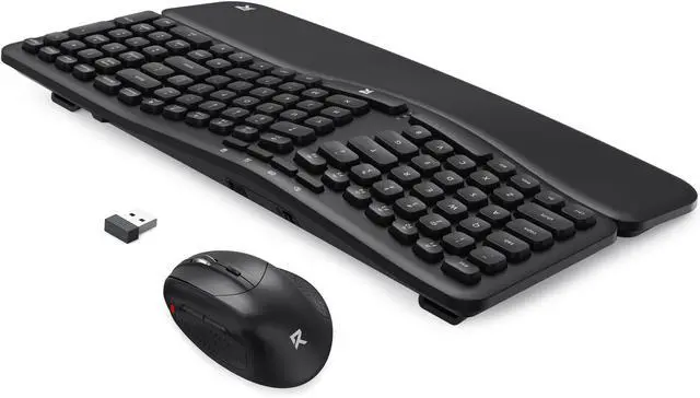 Alt view image 6 of 7 - Redragon BS716 Wireless Keyboard and Mouse Combo, 108 Keys 2.4Ghz Wireless Low-Profile Membrane Keyboard w/Sloping Comfy Design, Wrist Rest, 4000 DPI Max Ergonomic Mouse