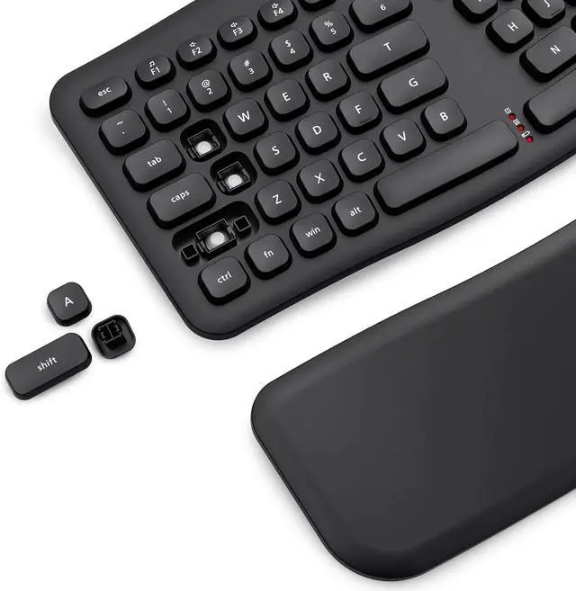 Alt view image 3 of 7 - Redragon BS716 Wireless Keyboard and Mouse Combo, 108 Keys 2.4Ghz Wireless Low-Profile Membrane Keyboard w/Sloping Comfy Design, Wrist Rest, 4000 DPI Max Ergonomic Mouse