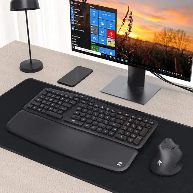 Alt view image 2 of 7 - Redragon BS716 Wireless Keyboard and Mouse Combo, 108 Keys 2.4Ghz Wireless Low-Profile Membrane Keyboard w/Sloping Comfy Design, Wrist Rest, 4000 DPI Max Ergonomic Mouse