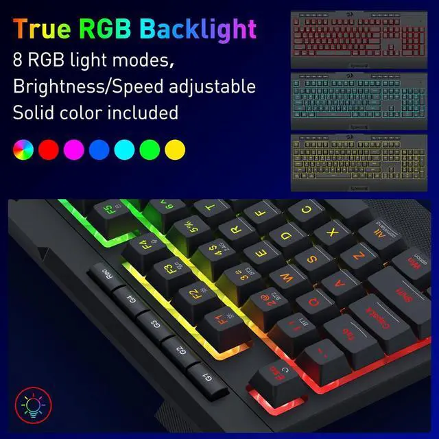 Alt view image 4 of 7 - Redragon K525 PRO RGB 3-Mode Wireless Membrane Gaming Keyboard with Multimedia Keys, Linear Mechanical-Feel Switch, 4 Extra On-Board Macro Keys, Dedicated Media Control, Ergonomic Wrist Rest