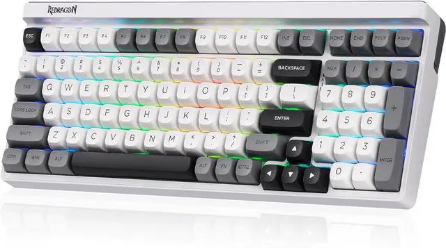 Main image of Redragon K656 PRO 3-Mode Wireless RGB Gaming Keyboard, 100 Keys Mechanical Keyboard w/Hot-Swappable Socket, 3 Noise Dampening Layers, PBT Round Keycaps & Custom Linear Switch, MoonDust Gray