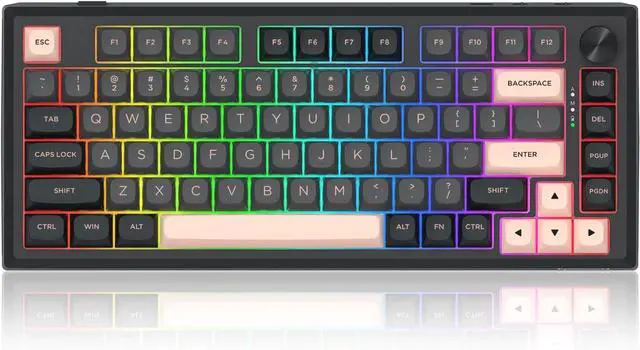 Alt view image 5 of 7 - Redragon K687 PRO Wireless CNC Gasket Gaming Keyboard, 81 Keys Mechanical Keyboard w/Premium CNC Aluminum Board, Easy-Control Knob, 5-Layer Noise Dampening, Custom Linear Switch, Round PBT Keycaps