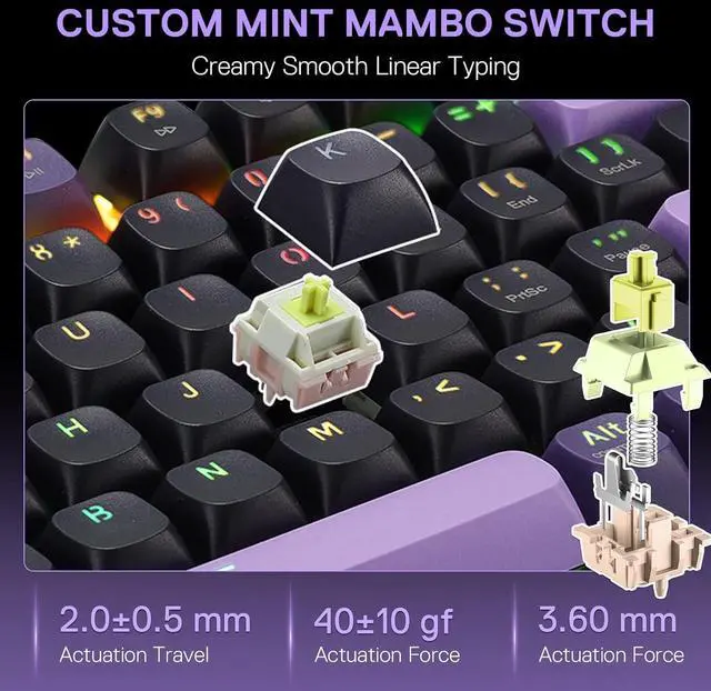 Alt view image 6 of 7 - Redragon K740 PRO 98 Keys Wireless RGB Gaming Keyboard, 3-Mode PBT Mechanical Keyboard w/Solid Aluminum Base, Dedicated Knob Control & Hot-Swap Socket, Custom Linear Switch