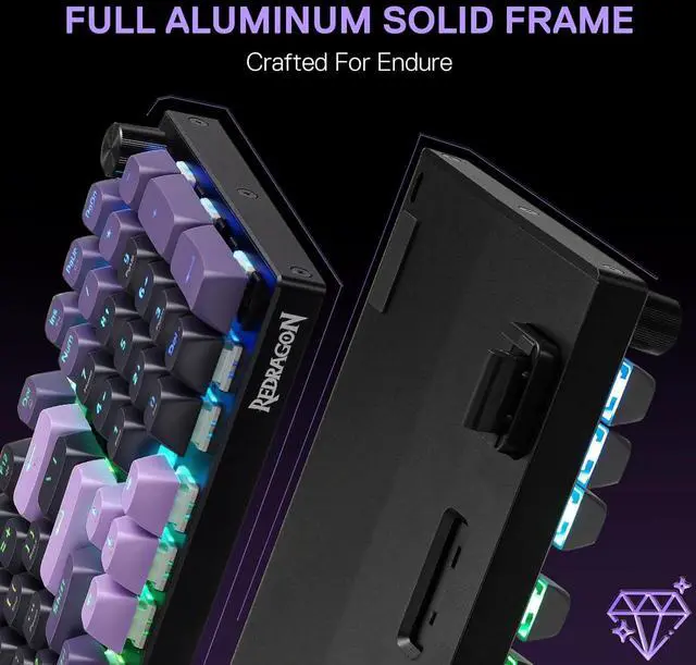 Alt view image 4 of 7 - Redragon K740 PRO 98 Keys Wireless RGB Gaming Keyboard, 3-Mode PBT Mechanical Keyboard w/Solid Aluminum Base, Dedicated Knob Control & Hot-Swap Socket, Custom Linear Switch