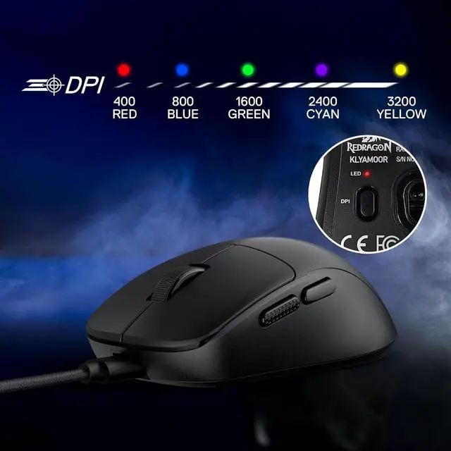 Alt view image 7 of 7 - Redragon M817 Wired Gaming Mouse, 24000 DPI Optical Mice with 5 Programmable Buttons & Ergonomic Design, 37G Ultra Lightweight, Software Supports DIY Keybinds, Black