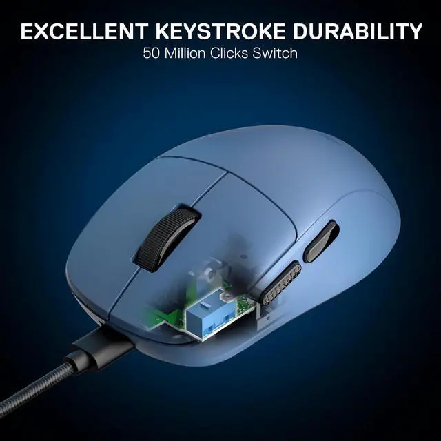 Alt view image 4 of 7 - Redragon M817 Wired Gaming Mouse, 24000 DPI Optical Mice with 5 Programmable Buttons & Ergonomic Design, 37G Ultra Lightweight, Software Supports DIY Keybinds, Blue