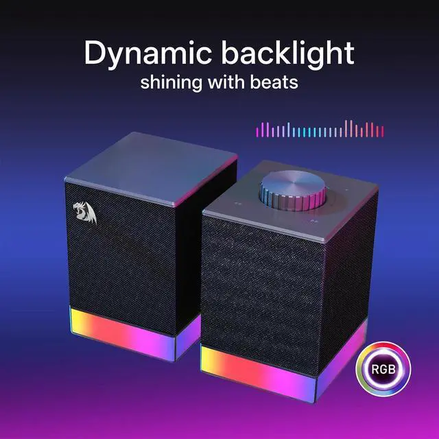Alt view image 2 of 7 - Redragon GS517 RGB Computer Speaker - 2.0 Stereo Sound System with BT & USB Dual Connectivity, 8 RGB Lighting Effects, Touch Controls & Volume Knob - Perfect for Gaming & Multimedia