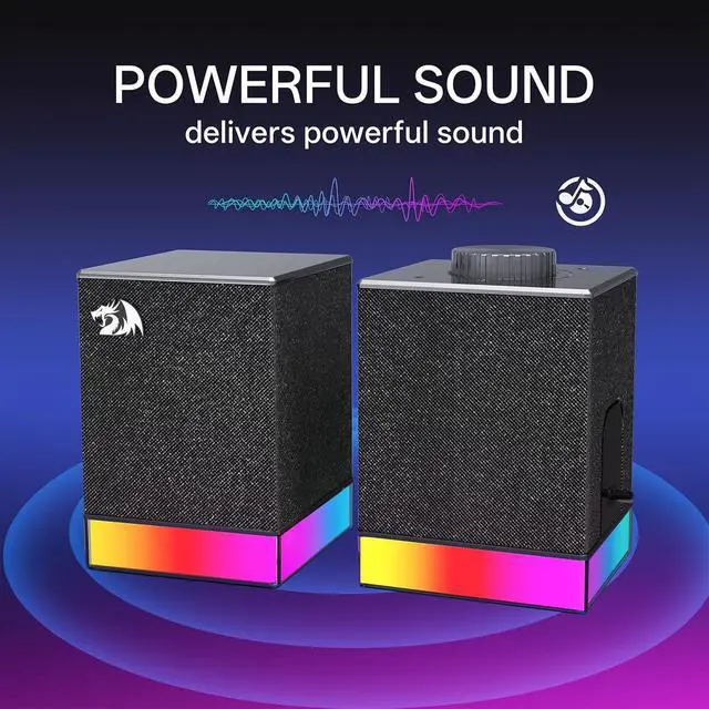 Alt view image 7 of 7 - Redragon GS517 RGB Computer Speaker - 2.0 Stereo Sound System with BT & USB Dual Connectivity, 8 RGB Lighting Effects, Touch Controls & Volume Knob - Perfect for Gaming & Multimedia