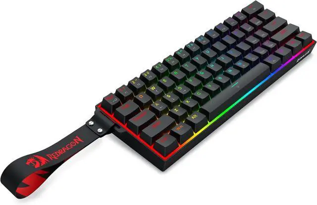 Alt view image 3 of 6 - Redragon K617 HE Rapid Trigger Gaming Keyboard, 60% 61 Keys Wired Mechanical Keyboard w/Hyper-Fast Actuation, Dedicated Hall Effect Magnetic Switch, Actuation Point Adjustable, Essential Black Strap