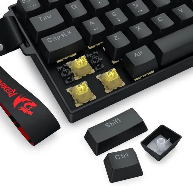 Alt view image 2 of 6 - Redragon K617 HE Rapid Trigger Gaming Keyboard, 60% 61 Keys Wired Mechanical Keyboard w/Hyper-Fast Actuation, Dedicated Hall Effect Magnetic Switch, Actuation Point Adjustable, Essential Black Strap