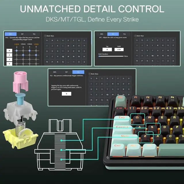 Alt view image 2 of 7 - Redragon K686 HE Rapid Trigger Gaming Keyboard, 8K Wired Mechanical Keyboard w/Next-Gen UltraMag 100% POM Silky Magnetic Switch, Dual-Module Floating Patent Structure Design, 2-Layer Noise Dampening
