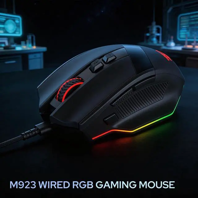Alt view image 7 of 7 - Redragon M923 Wired RGB Gaming Mouse, Optical Ergonomic Mouse with Max 24,000DPI, High Precision Sensor SG8960, 8 Macro Buttons, Software Supported