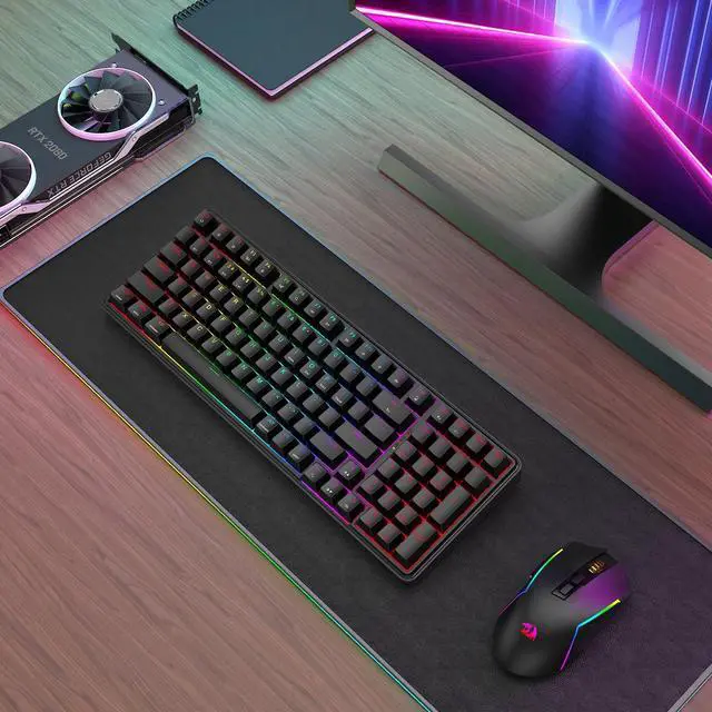 Alt view image 6 of 7 - Redragon S162 3-Mode Wilreess Gaming Keyboard & Mouse Combo, 99 Keys K744 RGB GamingKeyboard and 8000 DPI M693 Gaming Mouse Bundle