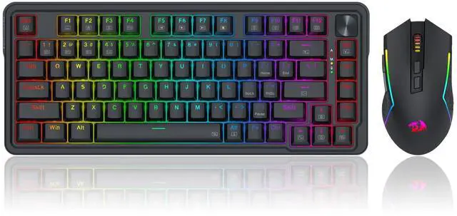 Alt view image 3 of 7 - Redragon S168 3-Mode Wilreess Gaming Keyboard & Mouse Combo, 81 Keys K673 PRO RGB Gasket Keyboard and 8000 DPI M693 Gaming Mouse Bundle, Convenient Shared Dongle