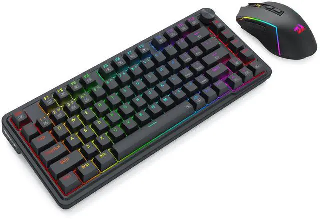Alt view image 5 of 7 - Redragon S168 3-Mode Wilreess Gaming Keyboard & Mouse Combo, 81 Keys K673 PRO RGB Gasket Keyboard and 8000 DPI M693 Gaming Mouse Bundle, Convenient Shared Dongle