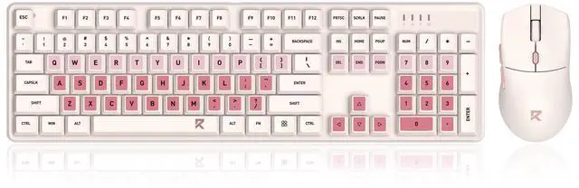 Alt view image 3 of 7 - Redragon BS 8531 Wireless Keyboard & Mouse Combo, 104 Keys Low-Profile Mechanical Switch White LED Gaming Keyboard and 4000 DPI Mouse Bundle, 3-Tone Pink