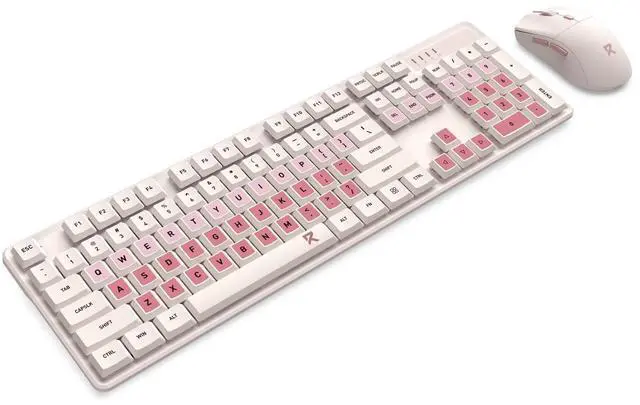 Alt view image 4 of 7 - Redragon BS 8531 Wireless Keyboard & Mouse Combo, 104 Keys Low-Profile Mechanical Switch White LED Gaming Keyboard and 4000 DPI Mouse Bundle, 3-Tone Pink