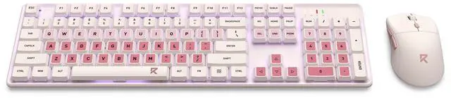 Alt view image 5 of 7 - Redragon BS 8531 Wireless Keyboard & Mouse Combo, 104 Keys Low-Profile Mechanical Switch White LED Gaming Keyboard and 4000 DPI Mouse Bundle, 3-Tone Pink