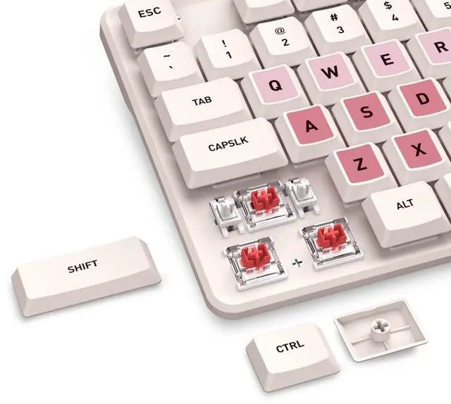 Alt view image 6 of 7 - Redragon BS 8531 Wireless Keyboard & Mouse Combo, 104 Keys Low-Profile Mechanical Switch White LED Gaming Keyboard and 4000 DPI Mouse Bundle, 3-Tone Pink