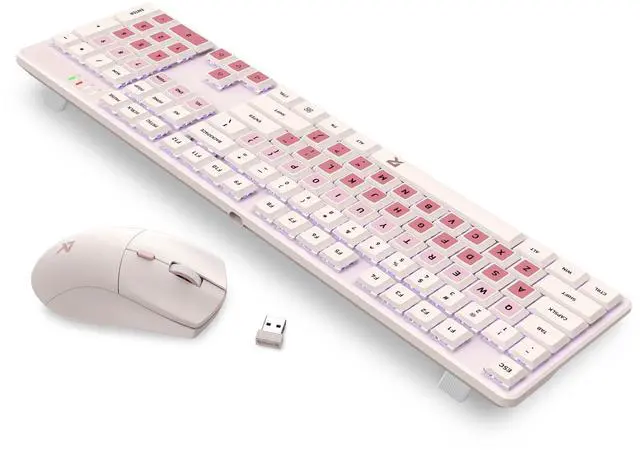 Alt view image 7 of 7 - Redragon BS 8531 Wireless Keyboard & Mouse Combo, 104 Keys Low-Profile Mechanical Switch White LED Gaming Keyboard and 4000 DPI Mouse Bundle, 3-Tone Pink