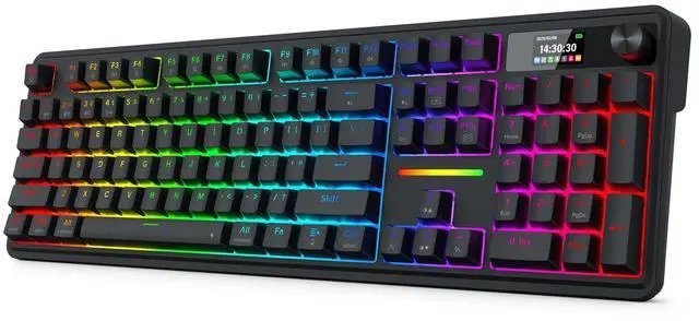 Main image of Redragon K762 Wireless Gasket Gaming Keyboard w/Hype Screen & Knob, 104 Keys Mechanical Keyboard, Easy-Control 1.14 TFT Info Display, 5-Layer Noise Dampening, Round PBT Keycaps, Custom Linear Switch