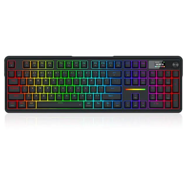 Alt view image 2 of 5 - Redragon K762 Wireless Gasket Gaming Keyboard w/Hype Screen & Knob, 104 Keys Mechanical Keyboard, Easy-Control 1.14 TFT Info Display, 5-Layer Noise Dampening, Round PBT Keycaps, Custom Linear Switch