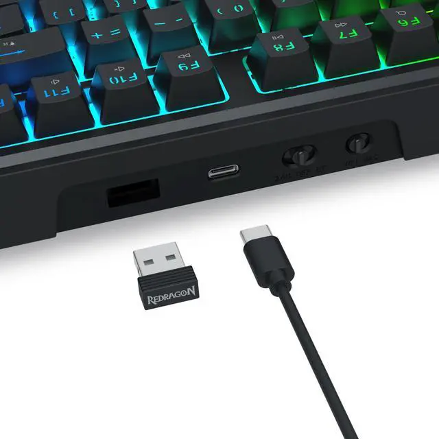 Alt view image 5 of 5 - Redragon K762 Wireless Gasket Gaming Keyboard w/Hype Screen & Knob, 104 Keys Mechanical Keyboard, Easy-Control 1.14 TFT Info Display, 5-Layer Noise Dampening, Round PBT Keycaps, Custom Linear Switch