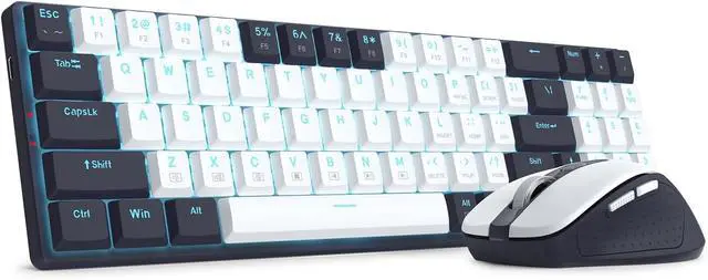 Alt view image 4 of 7 - Redragon BS8773 Wireless Keyboard and Mouse Combo, 78 Keys 2.4Ghz Wireless Low-Profile Mechanical Red Switch Keyboard w/Slim Compact Design & Single Blue Backlit, Comfort Grip 2400 DPI Max Mouse Black