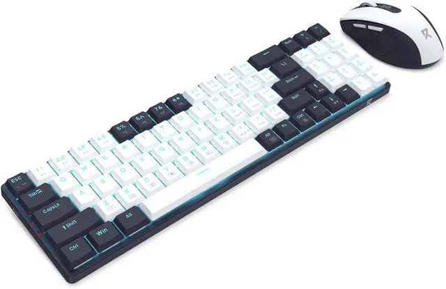 Alt view image 6 of 7 - Redragon BS8773 Wireless Keyboard and Mouse Combo, 78 Keys 2.4Ghz Wireless Low-Profile Mechanical Red Switch Keyboard w/Slim Compact Design & Single Blue Backlit, Comfort Grip 2400 DPI Max Mouse Black