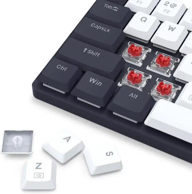 Alt view image 5 of 7 - Redragon BS8773 Wireless Keyboard and Mouse Combo, 78 Keys 2.4Ghz Wireless Low-Profile Mechanical Red Switch Keyboard w/Slim Compact Design & Single Blue Backlit, Comfort Grip 2400 DPI Max Mouse Black