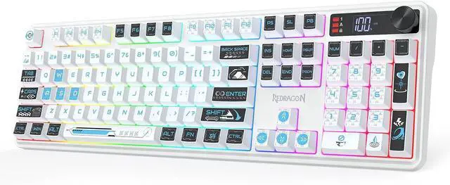Main image of Redragon K526 PRO Wireless RGB Membrane Gaming Keyboard, LED Screen & Knob | See Battery, Mode & Time at a Glance, 0-Delay Tri-Mode, One-Touch Backlit & Media Adjust, 26-Key Anti-Ghost for Combo-Strik