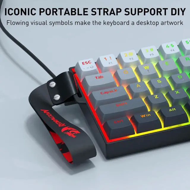 Alt view image 4 of 7 - Redragon K617 HE Wired Hall-Effect Rapid Trigger Magnetic Gaming Keyboard | 8K Polling Adjustable Actuation, 61 Keys Design for More Room to Aim, Swap-Ready Socket for Mod, RGB Pro Software Supported