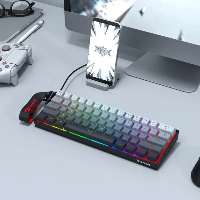 Alt view image 6 of 7 - Redragon K617 HE Wired Hall-Effect Rapid Trigger Magnetic Gaming Keyboard | 8K Polling Adjustable Actuation, 61 Keys Design for More Room to Aim, Swap-Ready Socket for Mod, RGB Pro Software Supported