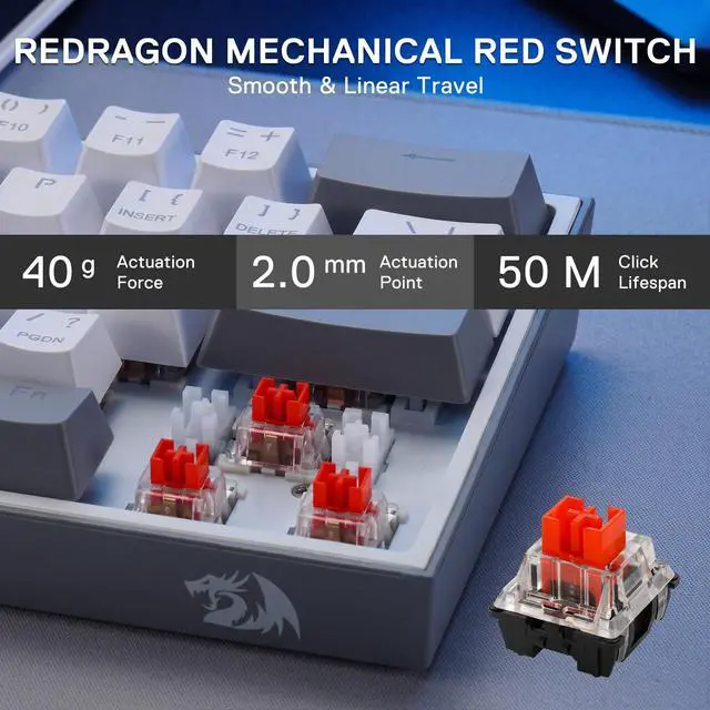 Alt view image 4 of 7 - Redragon CB201 Gaming Keyboard & Mouse Combo, 61 Keys K617 Wired RGB Gaming Keyboard and 8000 DPI Wired M612 Gaming Mouse Bundle, White