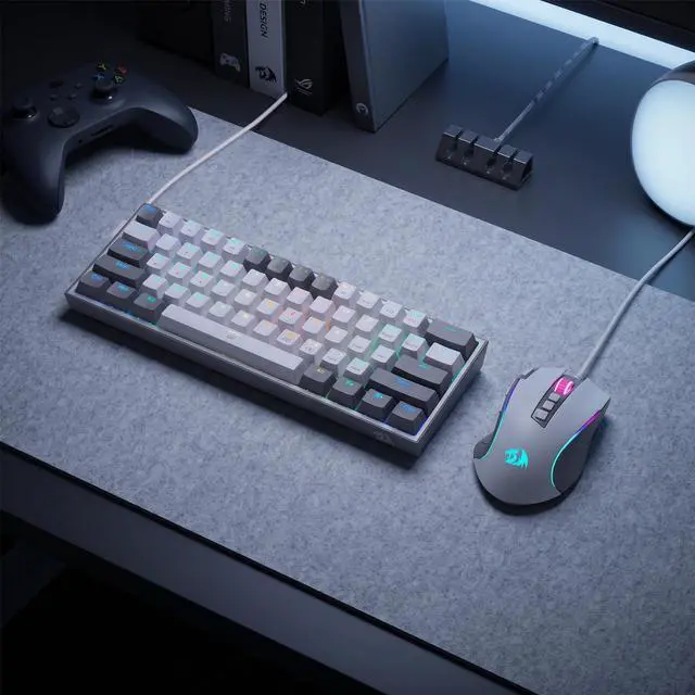 Alt view image 5 of 7 - Redragon CB201 Gaming Keyboard & Mouse Combo, 61 Keys K617 Wired RGB Gaming Keyboard and 8000 DPI Wired M612 Gaming Mouse Bundle, White