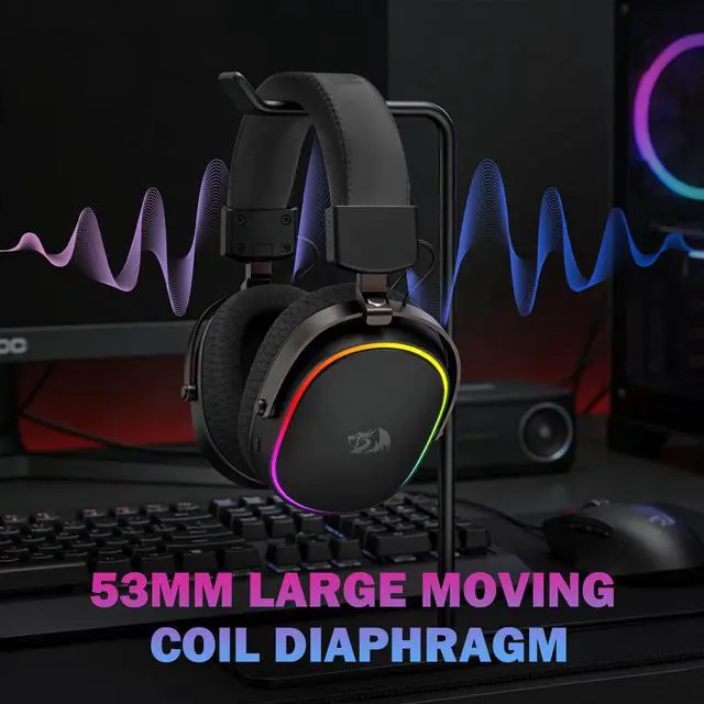 Alt view image 2 of 7 - Redragon H831 Gaming Headset, RGB, 2.4GHz/BT/Wired, Black