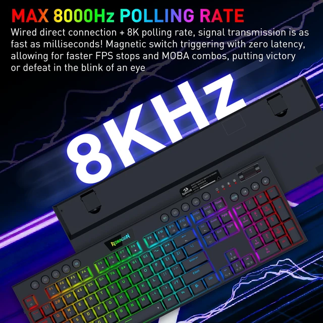 Alt view image 4 of 7 - Redragon K618 HE Wired Low-Profile Rapid Trigger Magnetic Gaming Keyboard