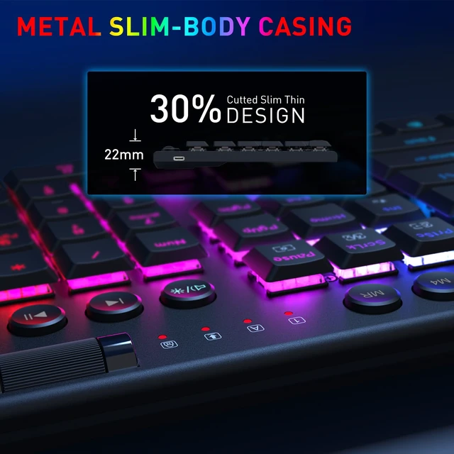 Alt view image 6 of 7 - Redragon K618 HE Wired Low-Profile Rapid Trigger Magnetic Gaming Keyboard