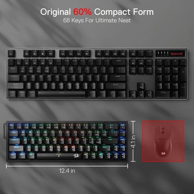 Alt view image 5 of 7 - Redragon K631 PRO 65% 3-Mode Wireless RGB Gaming Keyboard, 68 Keys Hot-Swappable Compact Mechanical Keyboard w/Hot-Swap Free-Mod PCB Socket & Portable Strap, Custom Dragon Chant Linear Switch