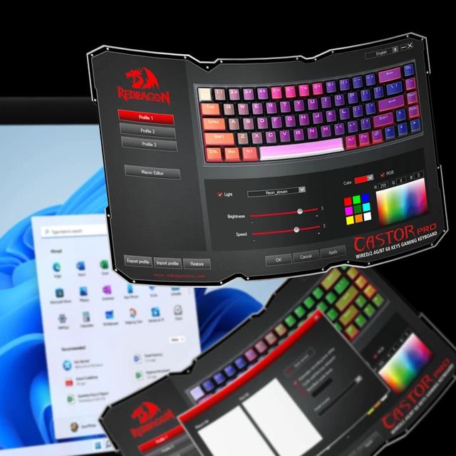 Alt view image 7 of 7 - Redragon K631 PRO 65% 3-Mode Wireless RGB Gaming Keyboard, 68 Keys Hot-Swappable Compact Mechanical Keyboard w/Hot-Swap Free-Mod PCB Socket & Portable Strap, Custom Dragon Chant Linear Switch