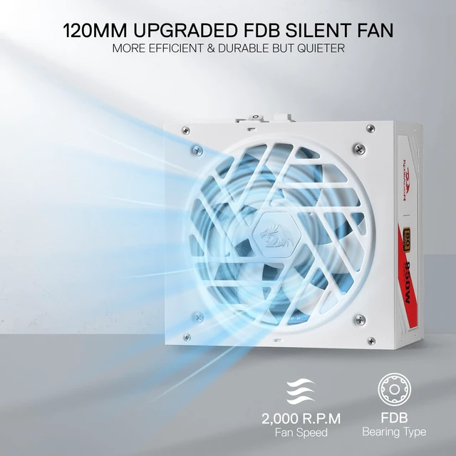 Alt view image 7 of 7 - Redragon RGMS-850W PRO 80+ Gold 850 Watt Power Supply w/Upgraded ATX 3.1 & PCIe 5.1 Fully Modular, Compact 150mm Size, Smart ECO Low Noise Fan, 100% Japanese Capacitors, Full Mod Cables