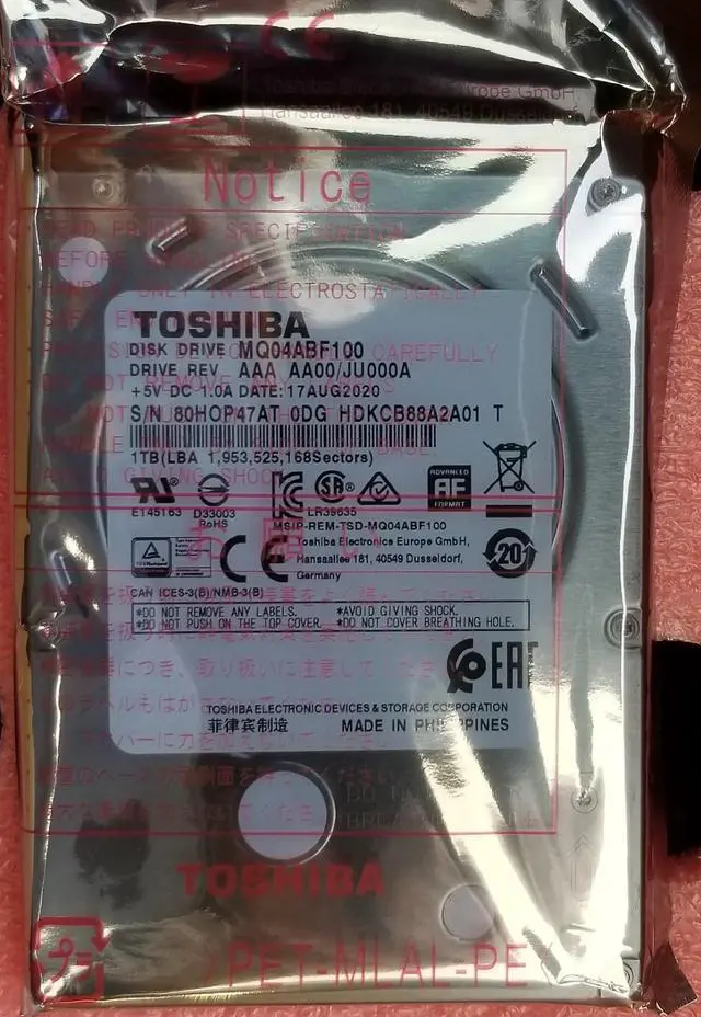 Alt view image 4 of 5 - TOSHIBA MQ02ABF100 1TB 5400 RPM 16MB Cache SATA 6.0Gb/s 2.5" Internal Notebook Hard Drive Bare Drive