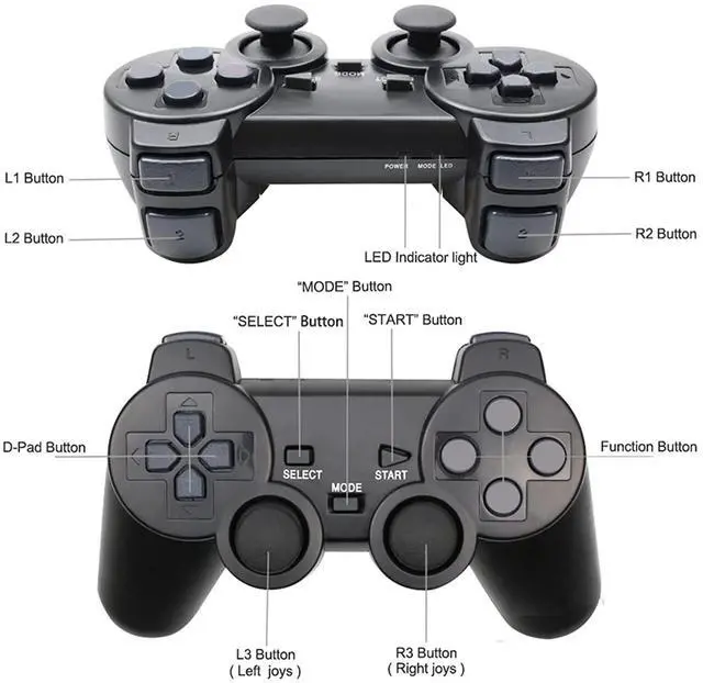 Alt view image 2 of 4 - RetroFam PS2 Controller Wireless for Playstation 2 Game Console, Black
