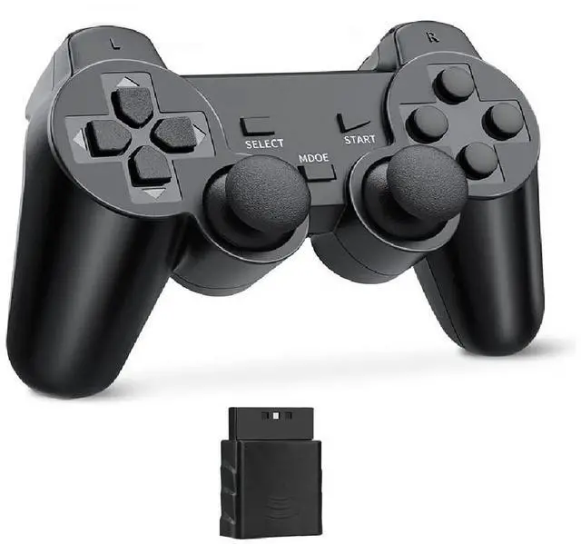 Main image of RetroFam PS2 Controller Wireless for Playstation 2 Game Console, Black