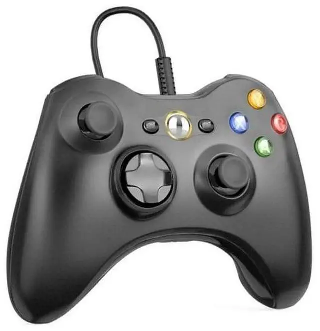 Alt view image 2 of 5 - RetroFam Xbox 360 Wired Game Controller 2 Pack Black and White Legacy Xbox Edition