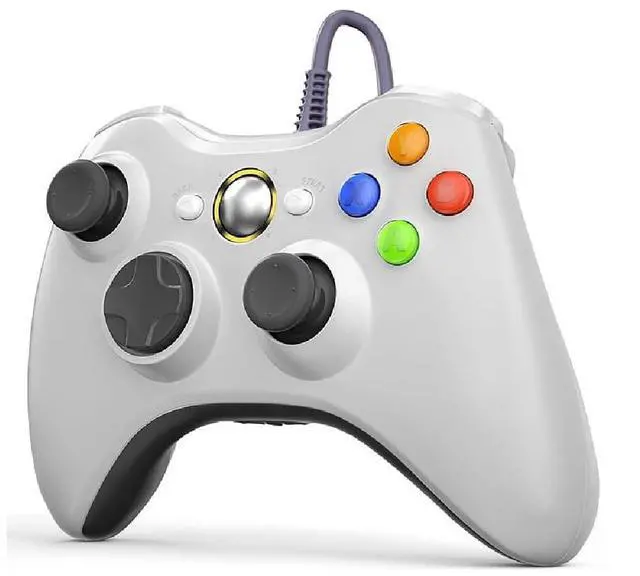 Alt view image 4 of 5 - RetroFam Xbox 360 Wired Game Controller 2 Pack Black and White Legacy Xbox Edition