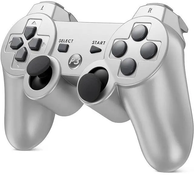 Alt view image 2 of 5 - RetroFam Wireless PlayStation 3 Controller 2 Pack, Black & Silver - Compatible with PS3 Game Console