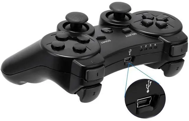 Alt view image 4 of 5 - RetroFam Wireless PlayStation 3 Controller 2 Pack, Black & Silver - Compatible with PS3 Game Console